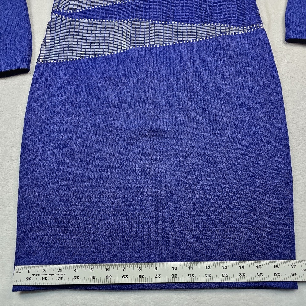 St. John Evening Sheath Dress Womens 8 Knit Mock Neck Sequin Long Sleeve USA - Picture 8 of 16